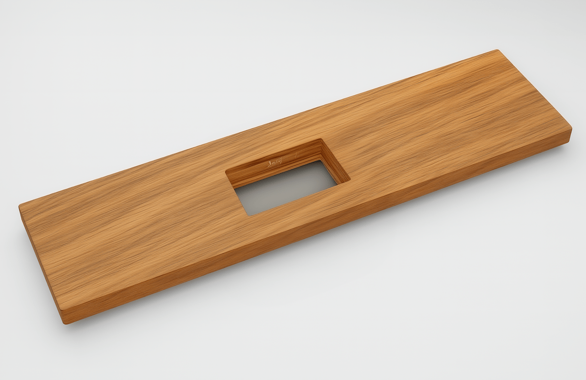 Smoothline flush wall plate for wood, junction box cut in wood