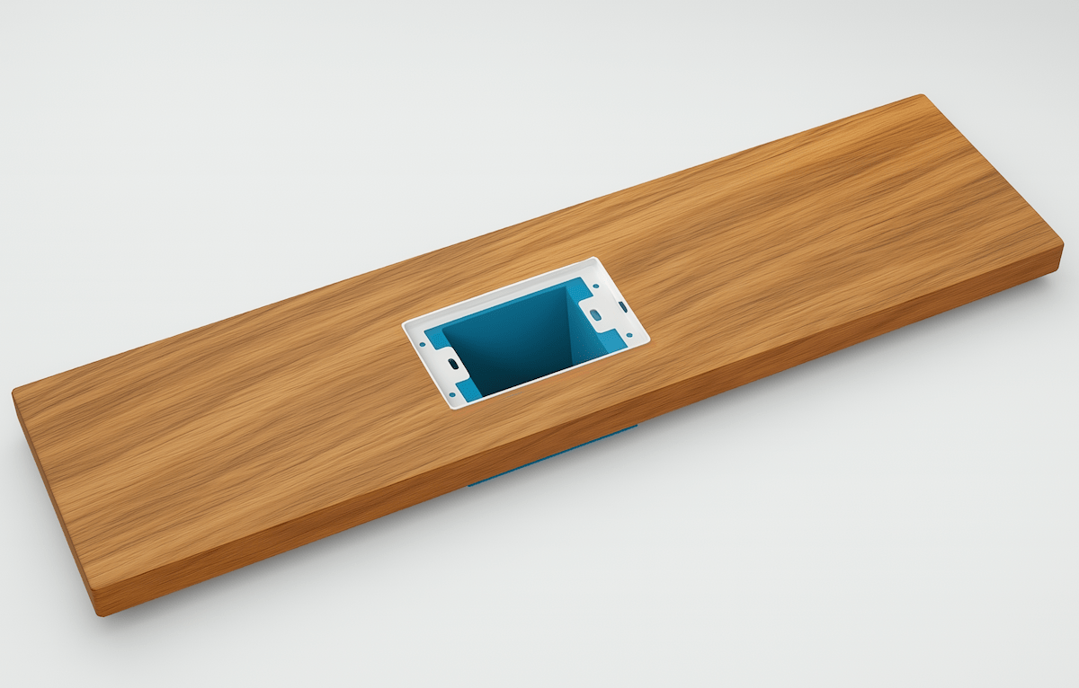 Single gang Smoothline flush wall plate with outlet finished