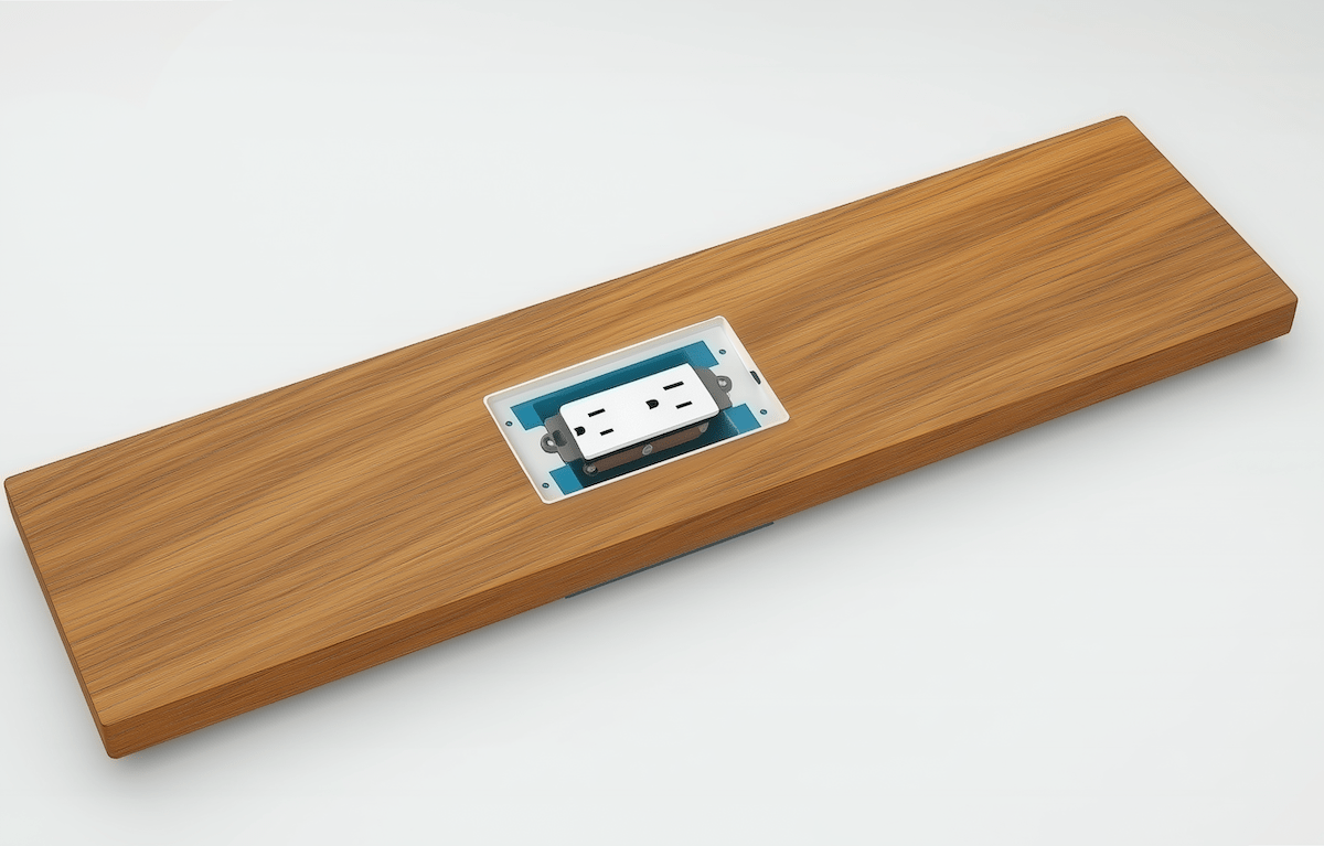 Single gang Smoothline flush wall plate with outlet finished